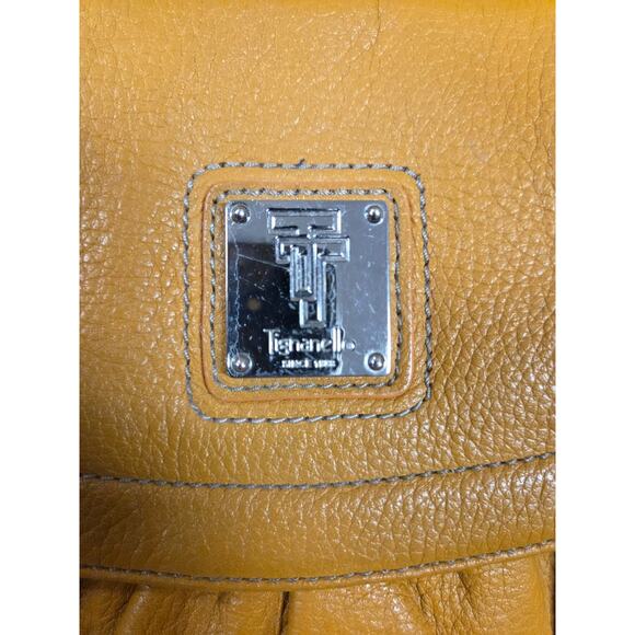 Tignanello Small Genuine Leather Crossbody Purse Autumn Fall Colors Gold Yellow - Picture 2 of 5